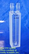 Water-jacketed absorption cuvette with vertical tubes, UV quartz, lightpath 10 mm