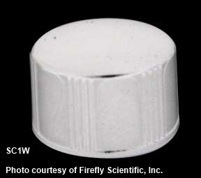 Closed white solid screw cap with PV-lining (for types 34S, 41, 43, 46, 46FL)