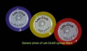 Lab-Club® syringe filter, hydrophobic PTFE, 25mm Ø, 0.45µm, without prefilter. Pack of 100
