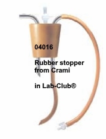Rubber stopper, #16 with venting tap and two stainless steel connectors for 8mm vacuum tubing